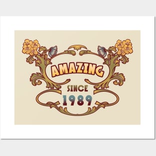 AMAZING SINCE 1989 art nouveau vintage retro 80s Posters and Art